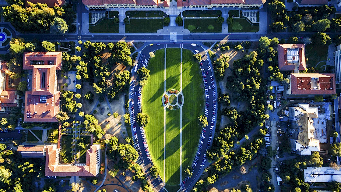Aerial view of Stanford University campus